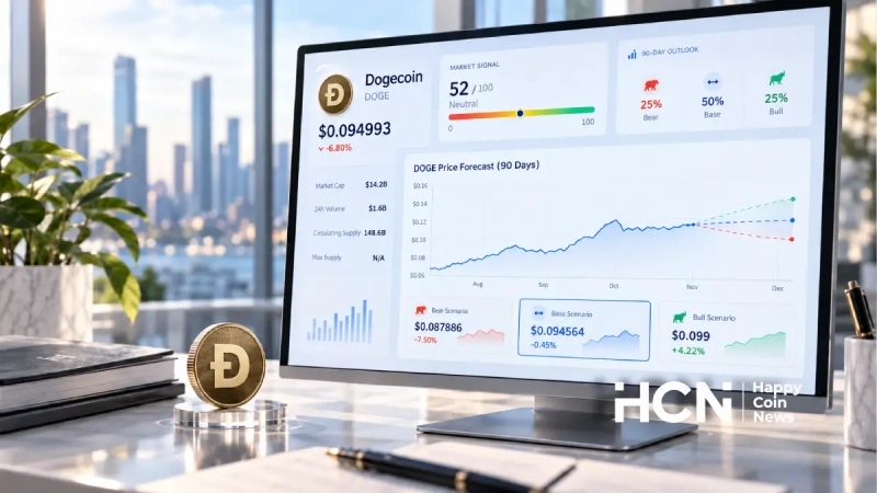 HCN AI Analyst прогнозирует консолидацию Dogecoin на ближайшие 90 дней