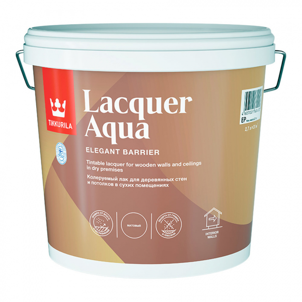 Лак акриловый Tikkurila Lacquer Aqua основа EP бесцветный 2,7 л матовый